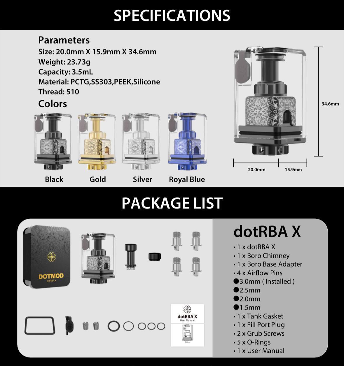 原廠正品 現貨 DOTMOD 佩特里 DotRBA X RBA dotAIO / dotIO V2 / dotAIO X Essential VC蒸氣