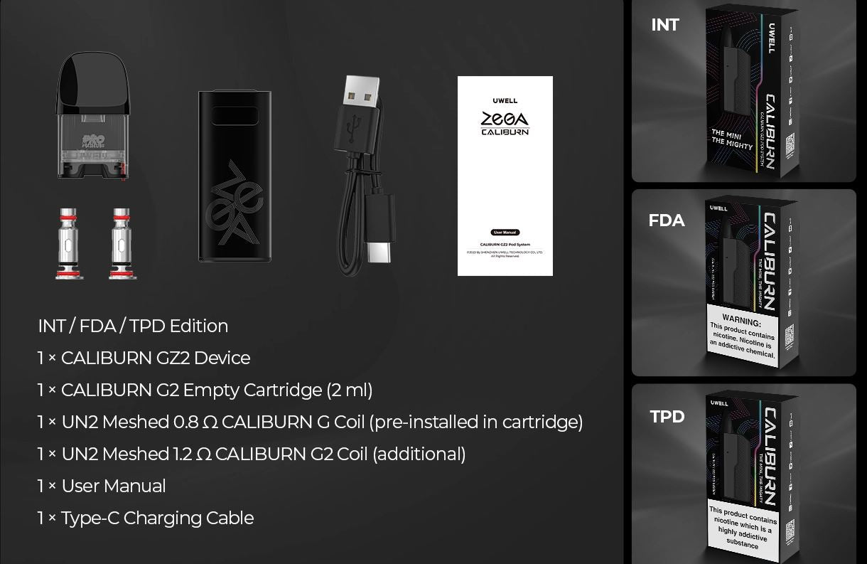 正版 Uwell Caliburn GZ2 咖哩棒GZ2 迷你尺寸 好攜帶 主機套裝 成品芯 霧化芯 空油倉 替換倉 G2 GK2 KOKO VC蒸氣