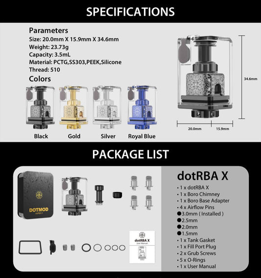 原廠正品 現貨 DOTMOD 佩特里 DotRBA X  RBA dotAIO / dotIO V2 / dotAIO X Essential VC蒸氣