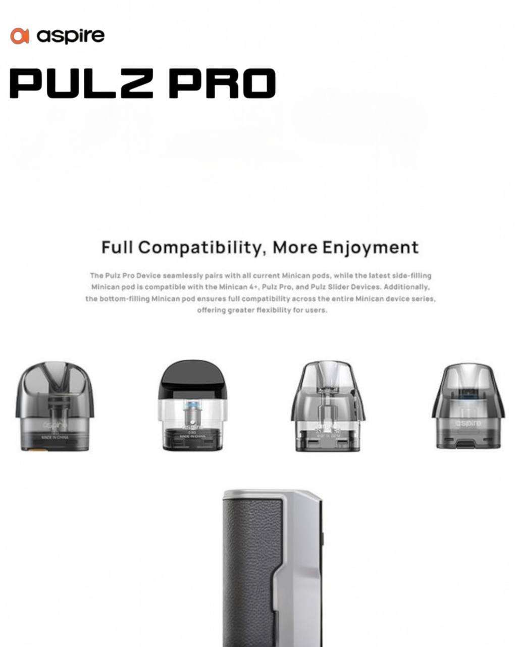 原廠正品 Aspire Pulz Pro  電子煙  小煙 注油式 大容量1400mAh Minican 5代 VC蒸氣