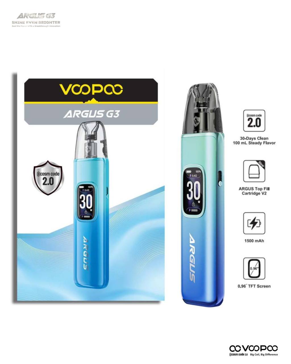 原廠正品 VOOPOO ARGUS G3 阿格斯 g3 1500mAh  大容量 電子煙 小煙 VC蒸氣