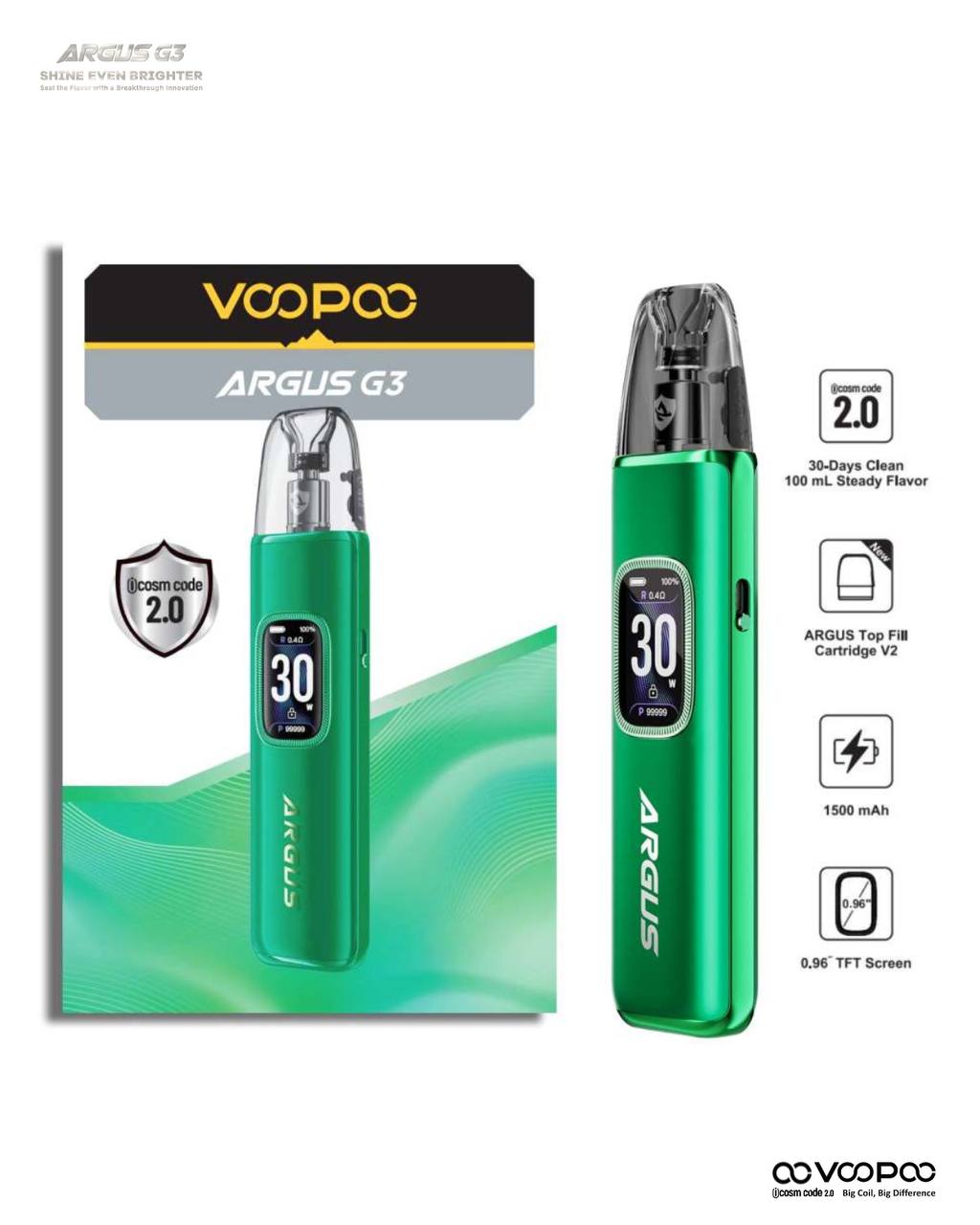 原廠正品 VOOPOO ARGUS G3 阿格斯 g3 1500mAh  大容量 電子煙 小煙 VC蒸氣